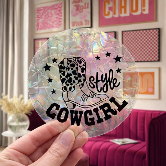 Cowgirl Style 🌈 Suncatcher Sticker 🌈 Autocollant Magique Attrape-Soleil