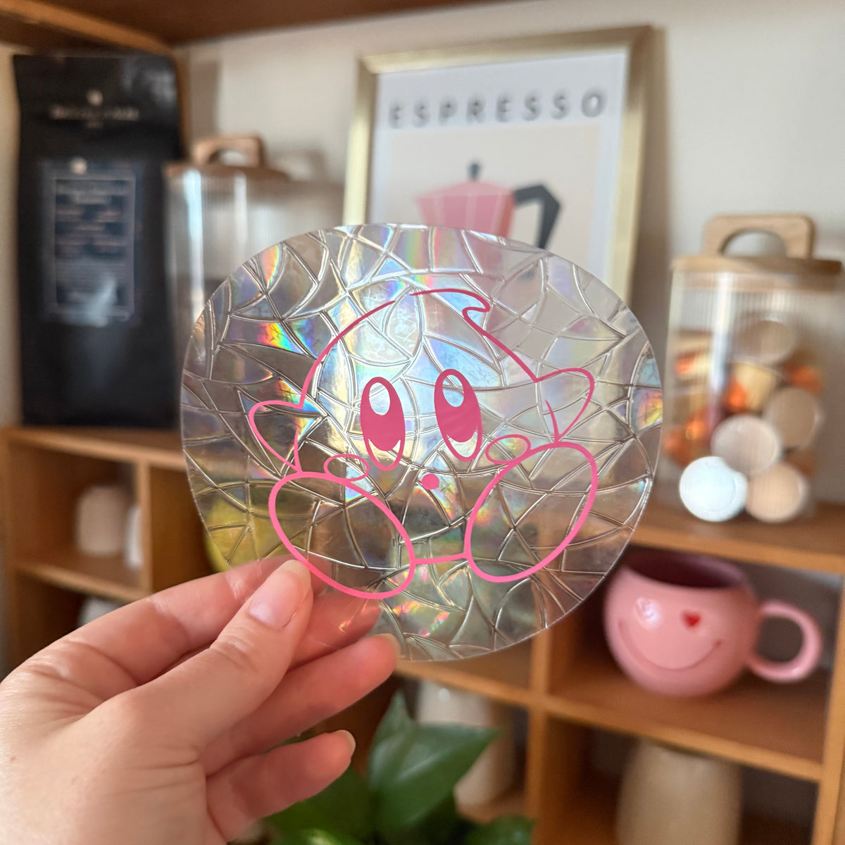 Kirby 🌈 Suncatcher Sticker 🌈 Autocollant Magique Attrape-Soleil 🌈