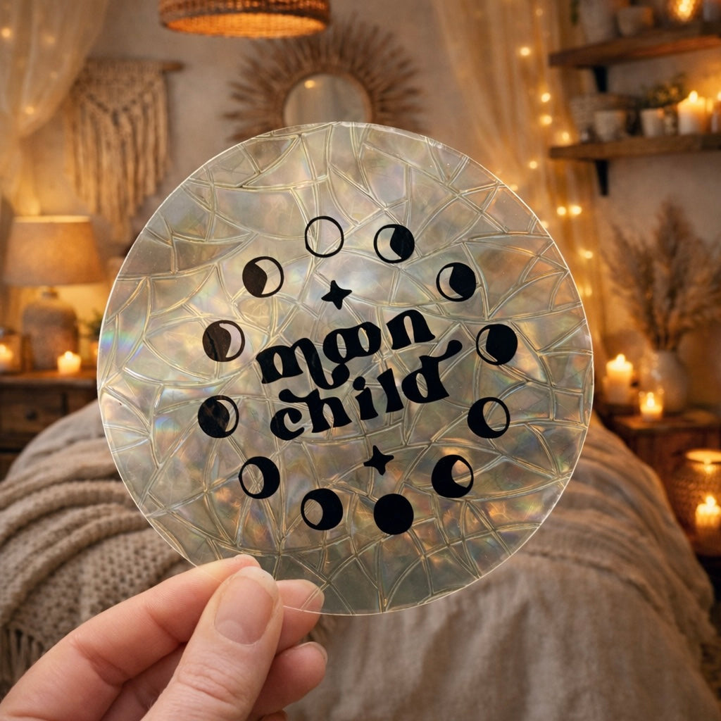 Phase de lune moon child 🌈 Suncatcher Sticker 🌈 Autocollant Magique Attrape-Soleil