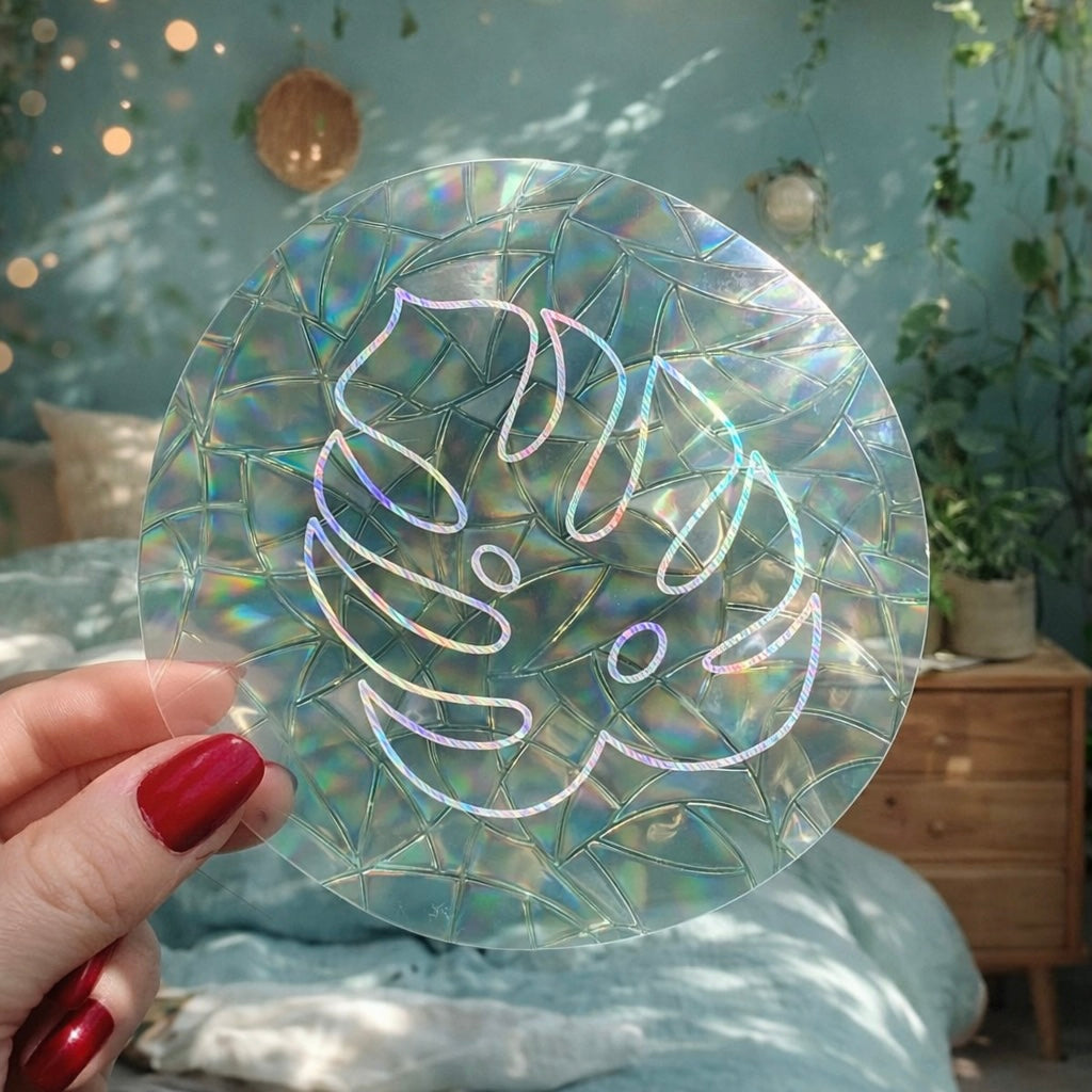 Feuille Monstera Vide 🌈 Suncatcher Sticker 🌈 Autocollant Magique Attrape-Soleil