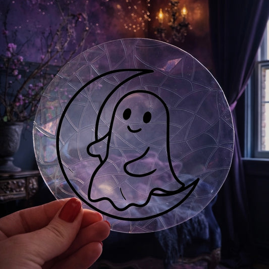 Fantôme Lune 🌈 Suncatcher Sticker 🌈 Autocollant Magique Attrape-Soleil