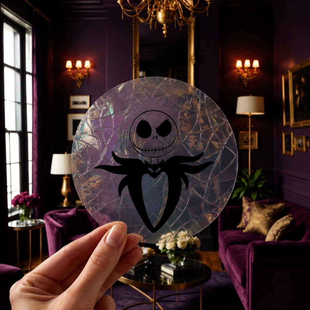 Jack Skellington buste 🌈 Suncatcher Sticker 🌈 Autocollant Magique Attrape-Soleil