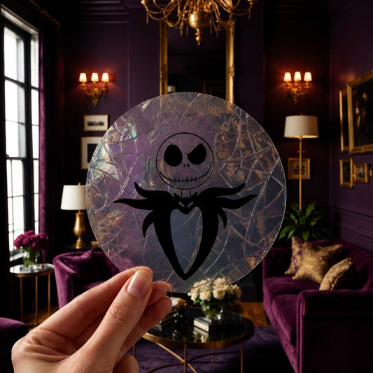 Jack Skellington buste 🌈 Suncatcher Sticker 🌈 Autocollant Magique Attrape-Soleil