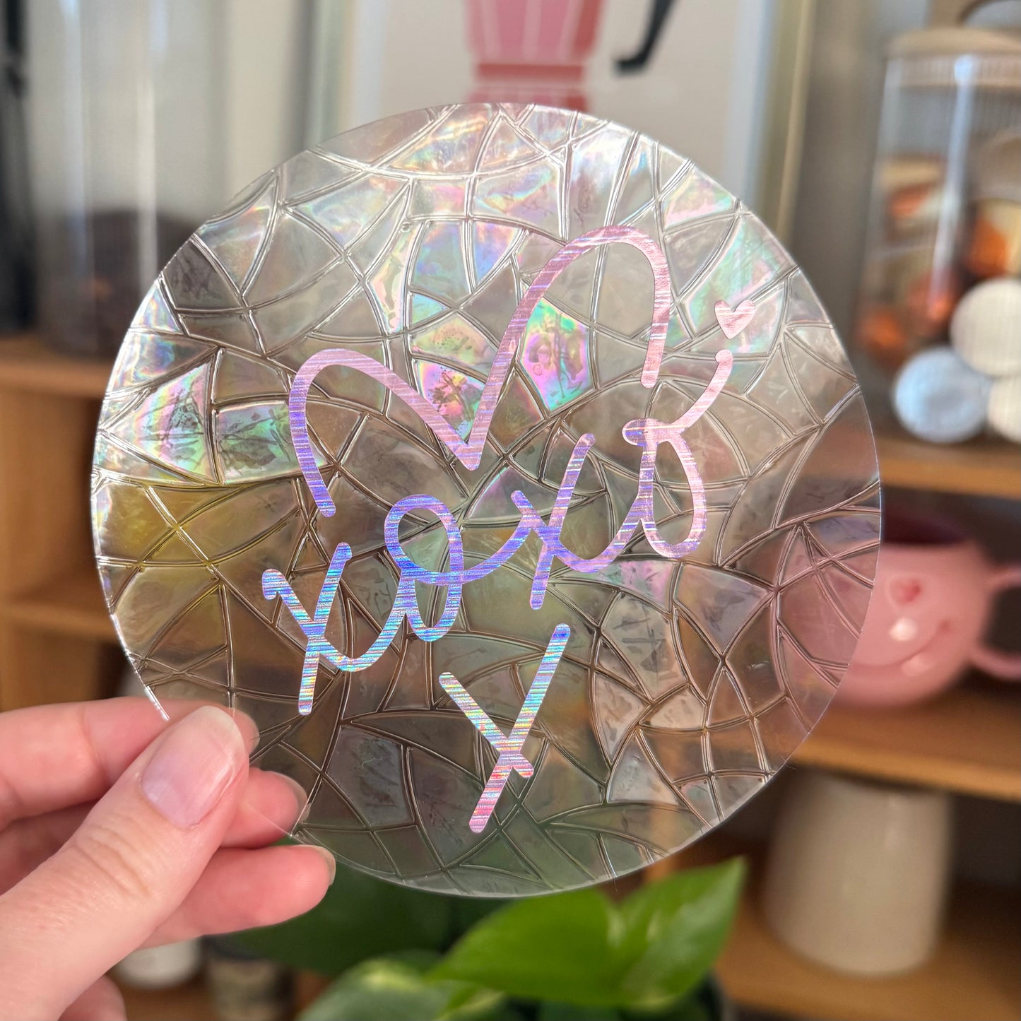 Coeur XOXO🌈 Suncatcher Sticker 🌈 Autocollant Magique Attrape-Soleil