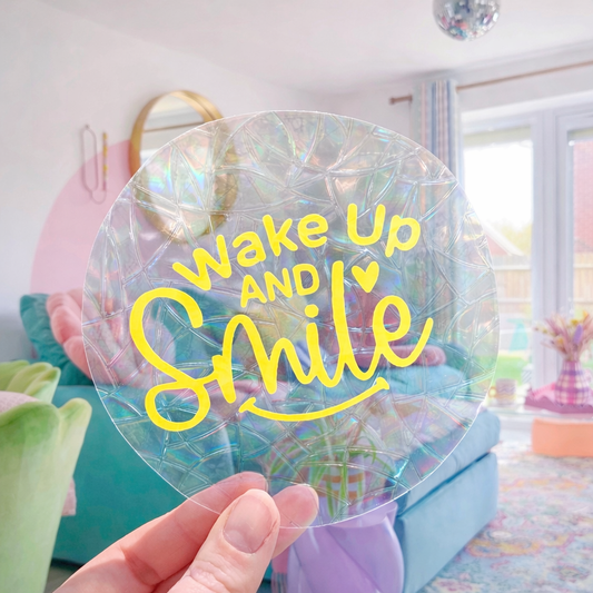 Wake up and smile 🌈 Suncatcher Sticker 🌈 Autocollant Magique Attrape-Soleil