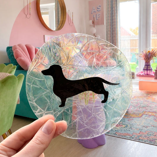 Teckel 🌈 Suncatcher Sticker 🌈 Autocollant Magique Attrape-Soleil