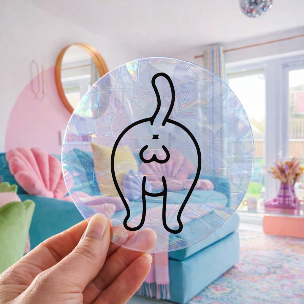 Derrière de chat 🌈 Suncatcher Sticker 🌈 Autocollant Magique Attrape-Soleil