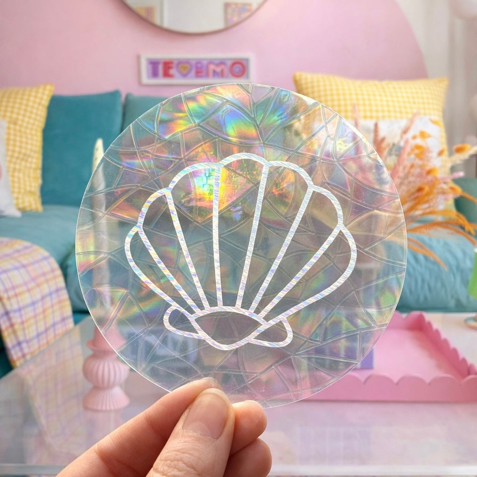 Coquillage 🌈 Suncatcher Sticker 🌈 Autocollant Magique Attrape-Soleil