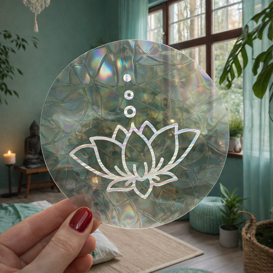 Lotus 🌈 Suncatcher Sticker 🌈 Autocollant Magique Attrape-Soleil