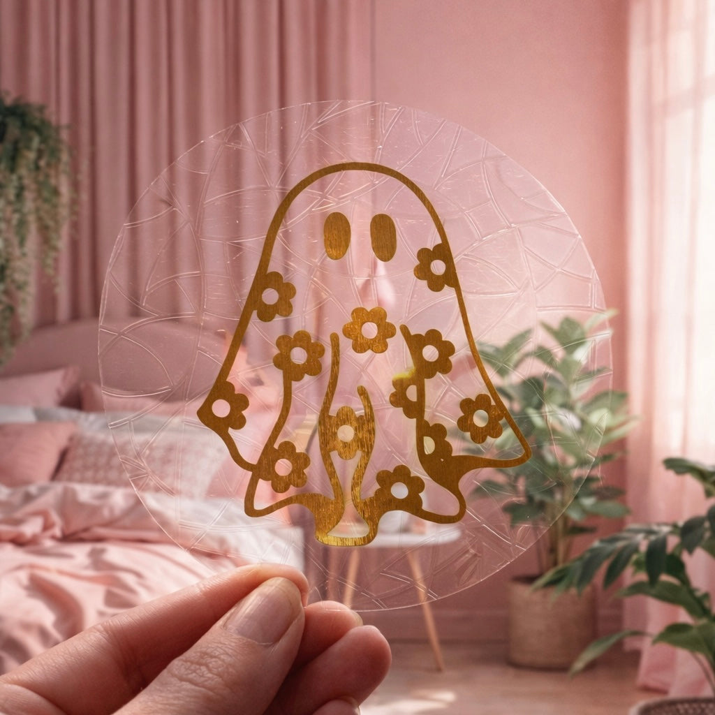 Fantôme Fleuri 🌈 Suncatcher Sticker 🌈 Autocollant Magique Attrape-Soleil