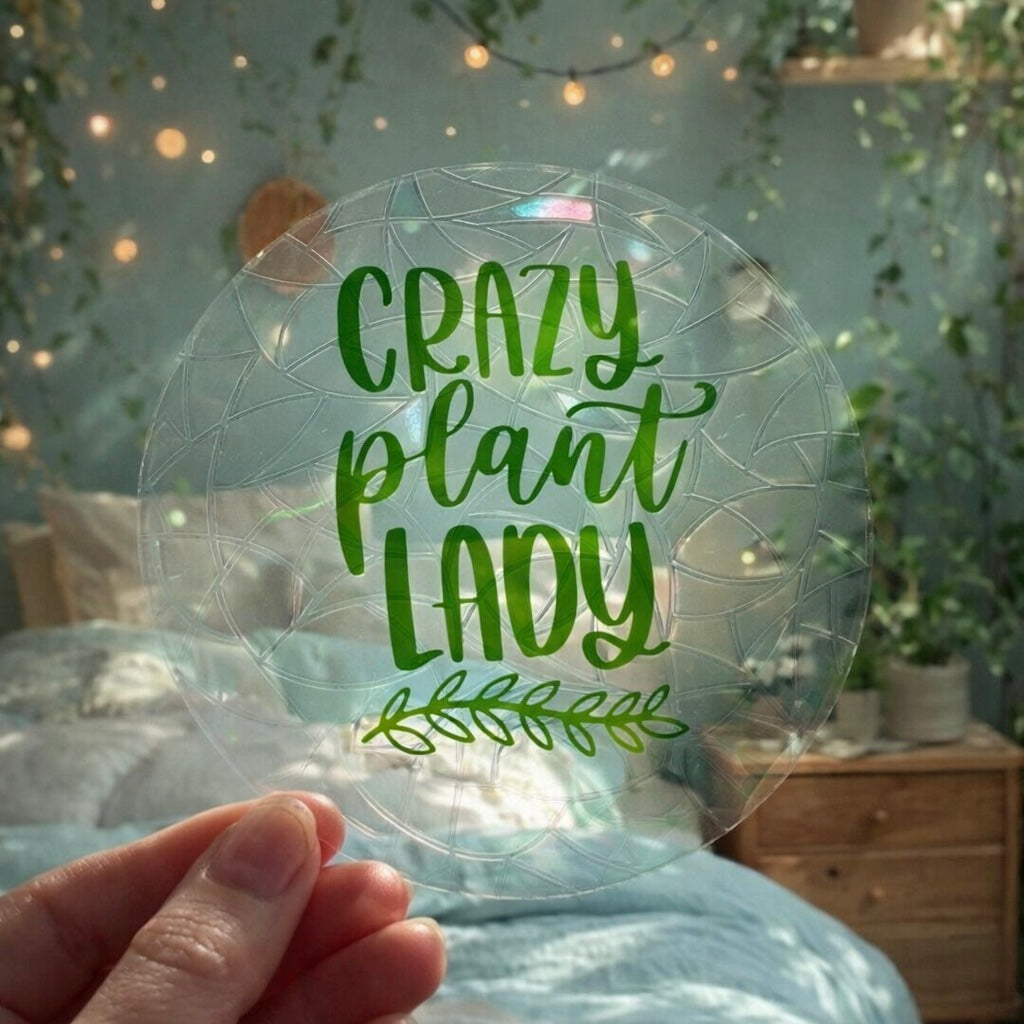 Crazy Plant Lady 🌈 Suncatcher Sticker 🌈 Autocollant Magique Attrape-Soleil