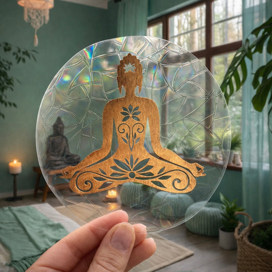 Bouddha 🌈 Suncatcher Sticker 🌈 Autocollant Magique Attrape-Soleil