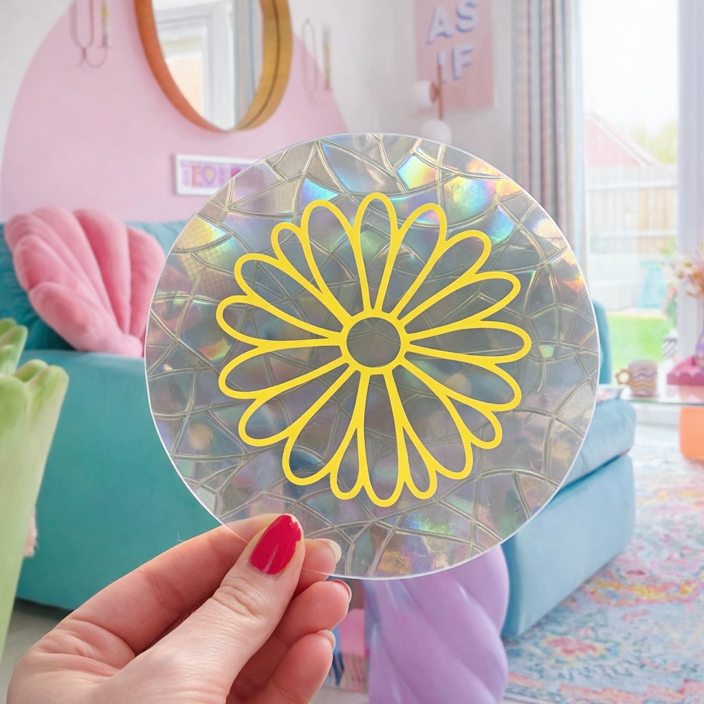Maguerite 🌈 Suncatcher Sticker 🌈 Autocollant Magique Attrape-Soleil