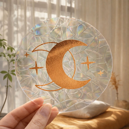 Double lune 🌈 Suncatcher Sticker 🌈 Autocollant Magique Attrape-Soleil