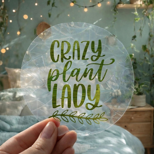 Crazy Plant Lady 🌈 Suncatcher Sticker 🌈 Autocollant Magique Attrape-Soleil