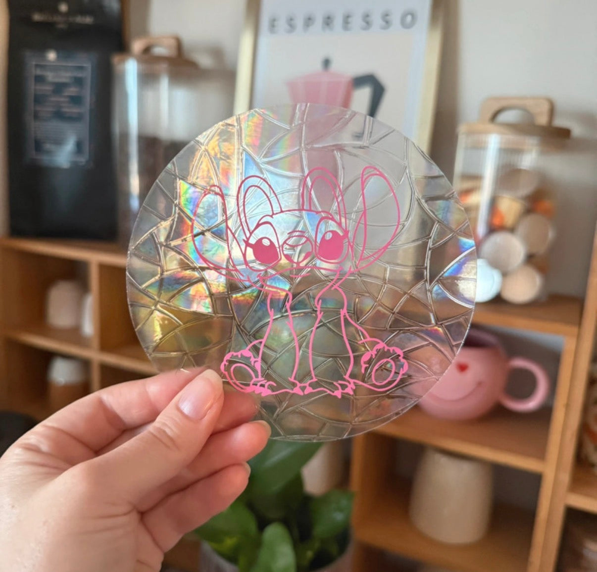 Angel Stitch 🌈 Suncatcher Sticker 🌈 Autocollant Magique Attrape-Soleil
