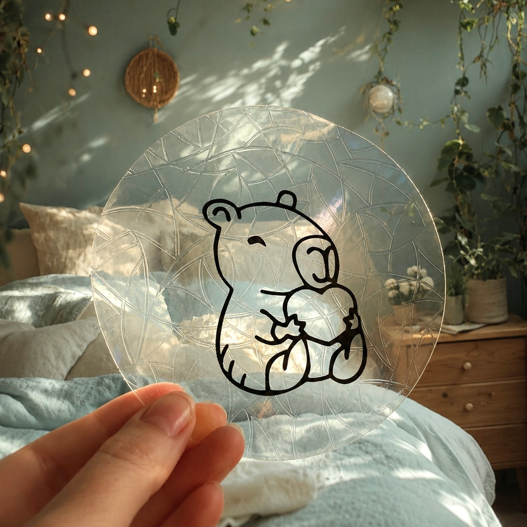 Capybara cœur 🌈 Suncatcher Sticker 🌈 Autocollant Magique Attrape-Soleil