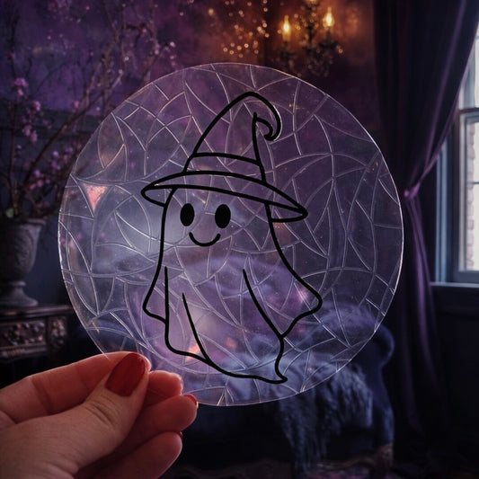 Fantôme Sorcier 🌈 Suncatcher Sticker 🌈 Autocollant Magique Attrape-Soleil
