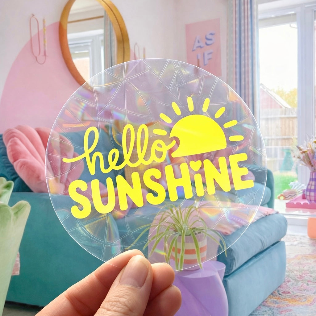 Hello sunshine 🌈 Suncatcher Sticker 🌈 Autocollant Magique Attrape-Soleil