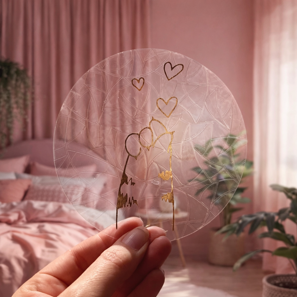 Patte de Chat et Cœurs 🌈 Suncatcher Sticker 🌈 Autocollant Magique Attrape-Soleil