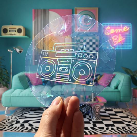 Radio Rétro 🌈 Suncatcher Sticker 🌈 Autocollant Magique Attrape-Soleil