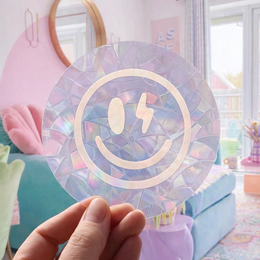 Smiley Eclair 🌈 Suncatcher Sticker 🌈 Autocollant Magique Attrape-Soleil