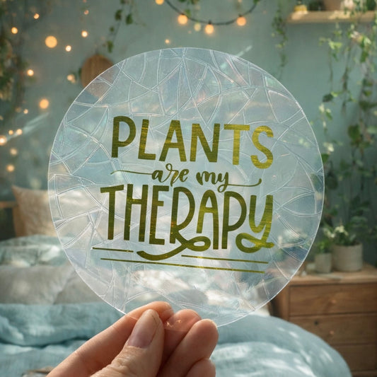 Plants are my thérapy 🌈 Suncatcher Sticker 🌈 Autocollant Magique Attrape-Soleil