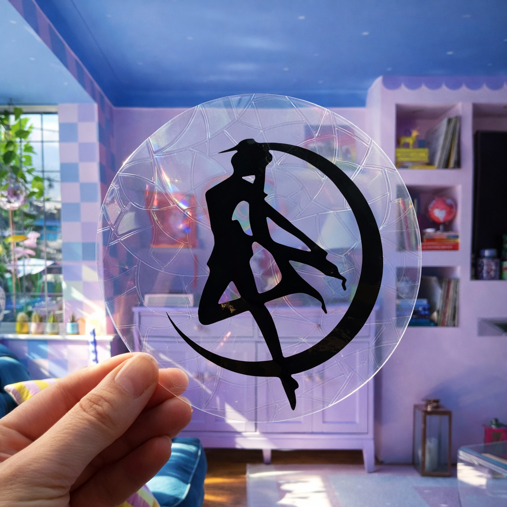Sailor Moon Lune 🌈 Suncatcher Sticker 🌈 Autocollant Magique Attrape-Soleil