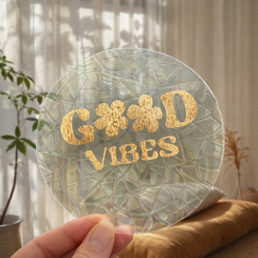 Good vibes fleurs 🌈 Suncatcher Sticker 🌈 Autocollant Magique Attrape-Soleil