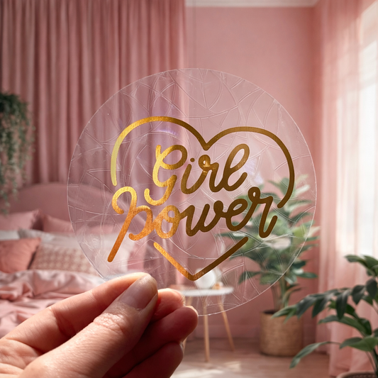 Girl power coeur 🌈 Suncatcher Sticker 🌈 Autocollant Magique Attrape-Soleil