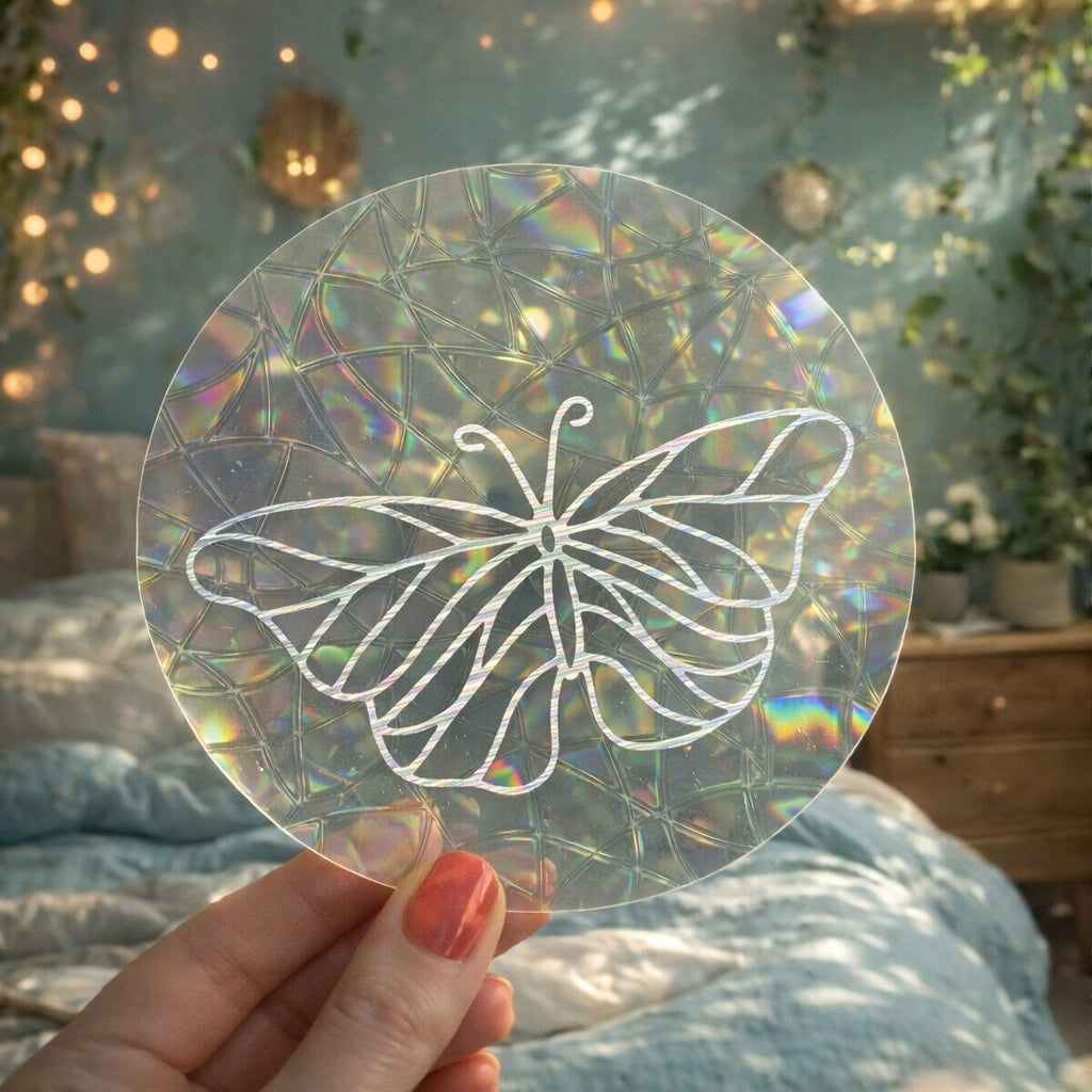Papillon simple 🌈 Suncatcher Sticker 🌈 Autocollant Magique Attrape-Soleil