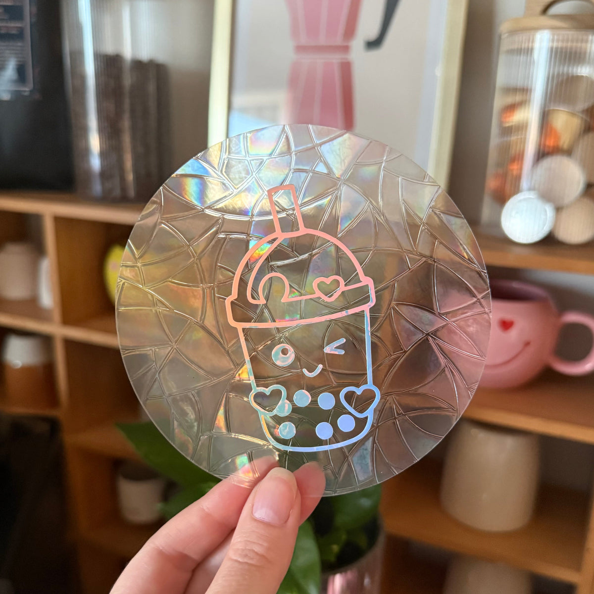Bubble Tea 🌈 Suncatcher Sticker 🌈 Autocollant Magique Attrape-Soleil