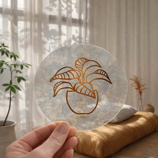 Plante en Pot 🌈 Suncatcher Sticker 🌈 Autocollant Magique Attrape-Soleil