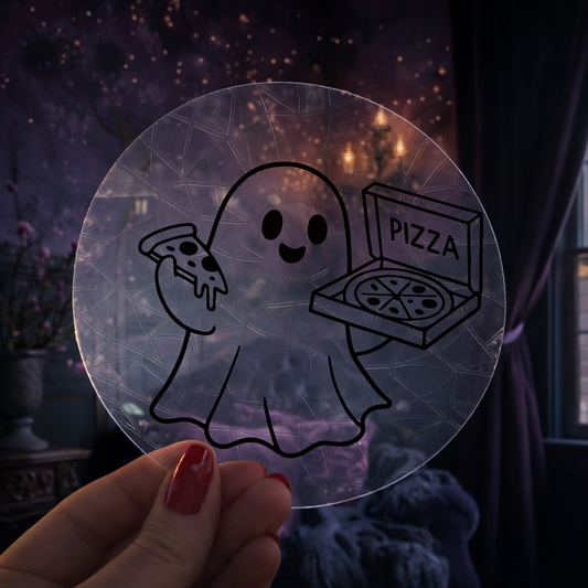 Fantôme Pizza 🌈 Suncatcher Sticker 🌈 Autocollant Magique Attrape-Soleil
