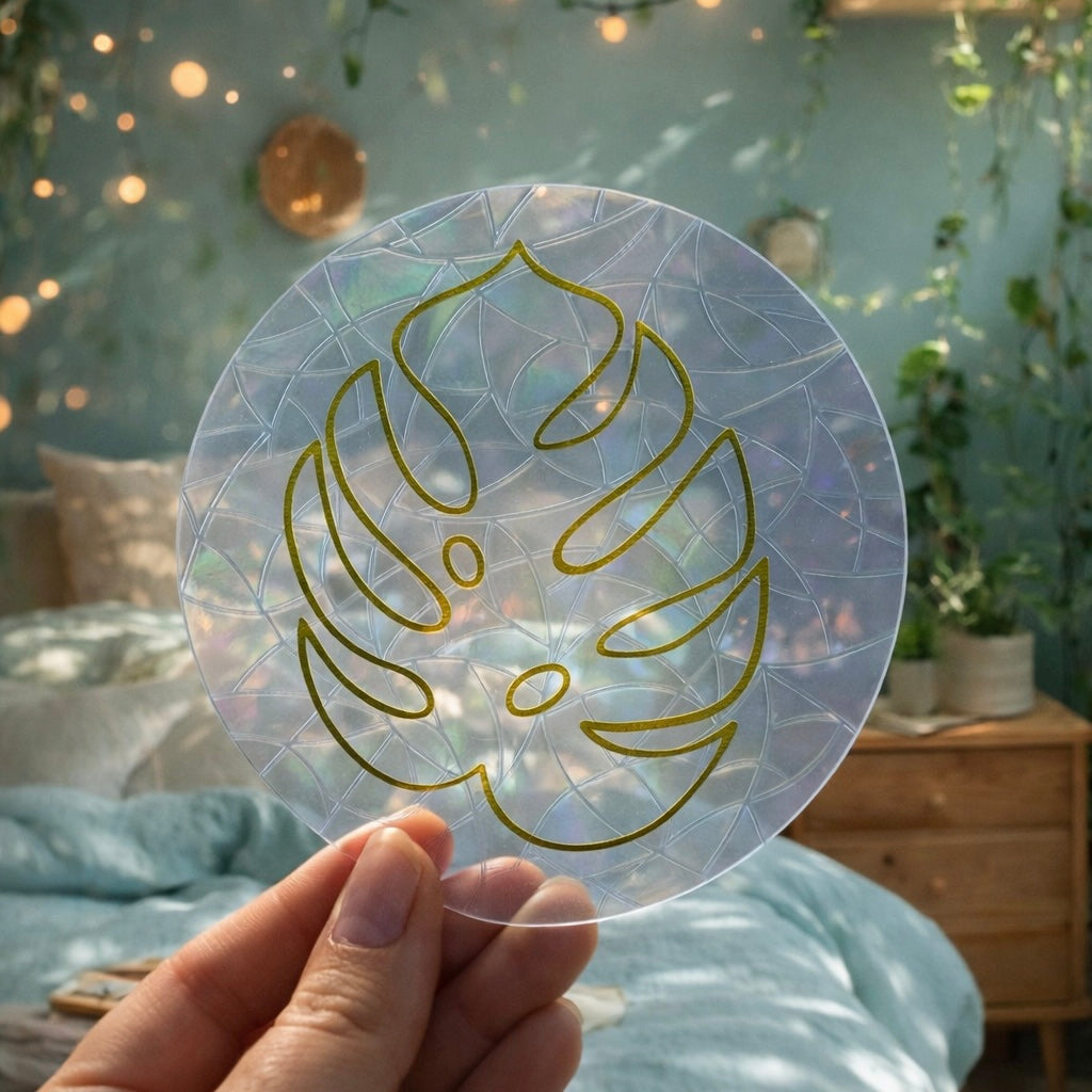 Feuille Monstera Vide 🌈 Suncatcher Sticker 🌈 Autocollant Magique Attrape-Soleil