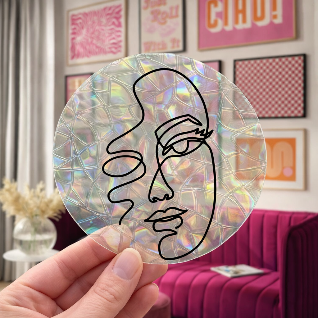 Visage Ligne Art 🌈 Suncatcher Sticker 🌈 Autocollant Magique Attrape-Soleil