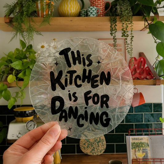 This Kitchen is for Dancing 🌈 Suncatcher Sticker 🌈 Autocollant Magique Attrape-Soleil