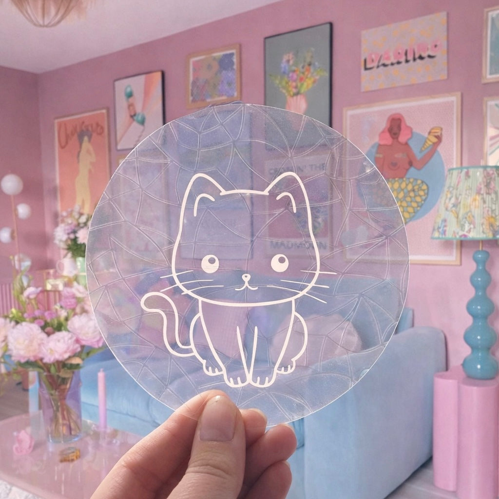Chat Mignon 🌈 Suncatcher Sticker 🌈 Autocollant Magique Attrape-Soleil