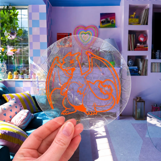 Pokémon Dracofeu 🌈 Suncatcher Sticker 🌈 Autocollant Magique Attrape-Soleil