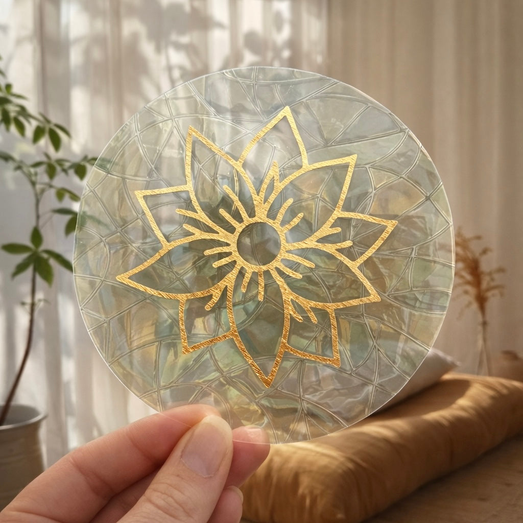 Fleur de Lotus 🌈 Suncatcher Sticker 🌈 Autocollant Magique Attrape-Soleil