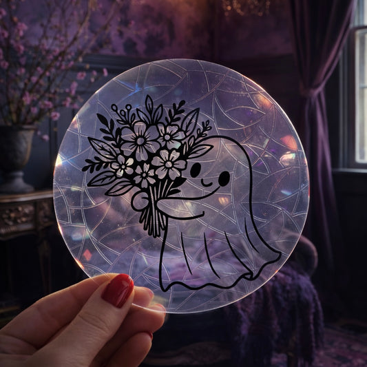 Fantôme Bouquet de Fleurs 🌈 Suncatcher Sticker 🌈 Autocollant Magique Attrape-Soleil