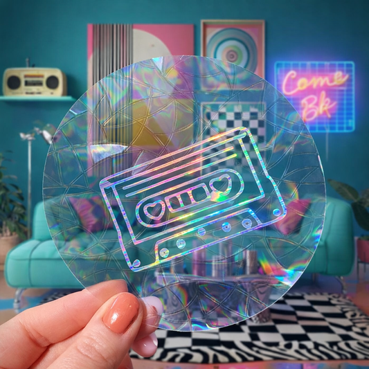 Cassette audio 🌈 Suncatcher Sticker 🌈 Autocollant Magique Attrape-Soleil