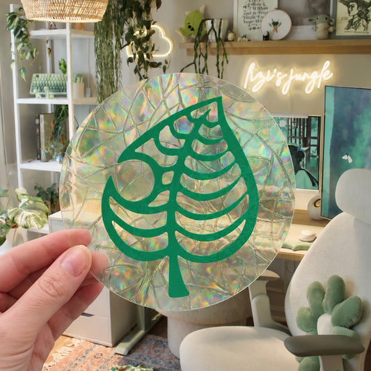Feuille Animal Crossing 🌈 Suncatcher Sticker 🌈 Autocollant Magique Attrape-Soleil