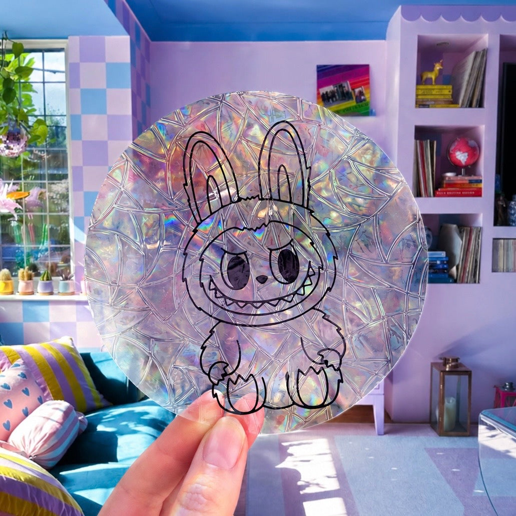 Labubu 🌈 Suncatcher Sticker 🌈 Autocollant Magique Attrape-Soleil