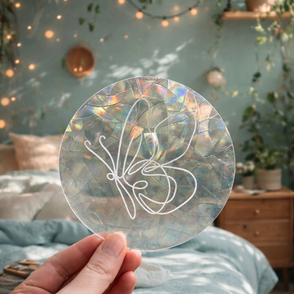 Papillon ligne art 🌈 Suncatcher Sticker 🌈 Autocollant Magique Attrape-Soleil