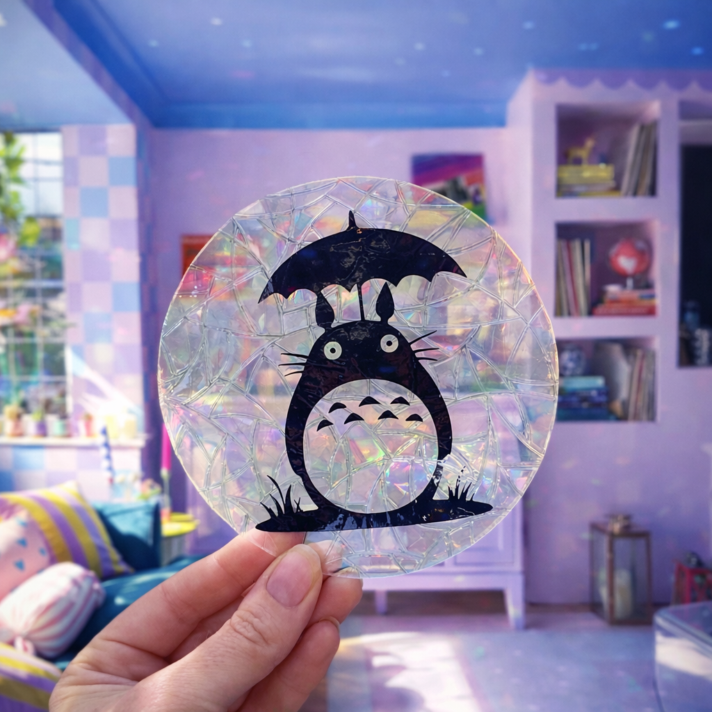 Totoro Studio Ghibli 🌈 Suncatcher Sticker 🌈 Autocollant Magique Attrape-Soleil
