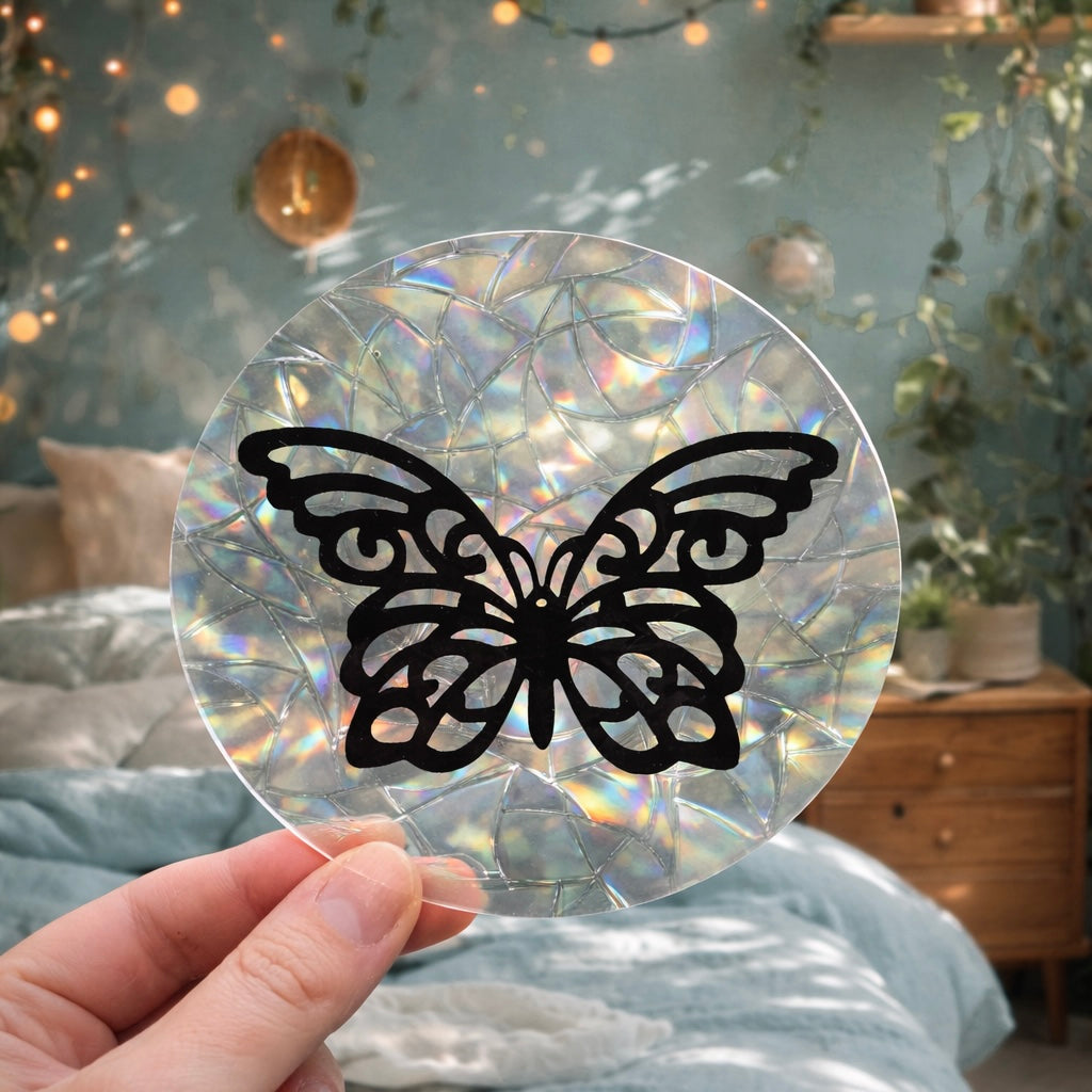 Papillon arrabesque 🌈 Suncatcher Sticker 🌈 Autocollant Magique Attrape-Soleil