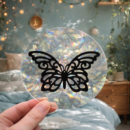 Papillon arrabesque 🌈 Suncatcher Sticker 🌈 Autocollant Magique Attrape-Soleil