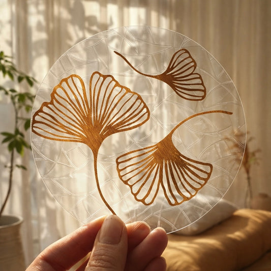 Feuille de Ginkgo 🌈  Suncatcher Sticker 🌈 Autocollant Magique Attrape-Soleil