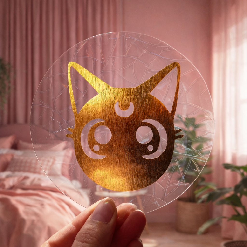 Luna chat Sailor Moon 🌈 Suncatcher Sticker 🌈 Autocollant Magique Attrape-Soleil